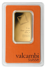 Lingote de oro 1 g Valcambi Suisse